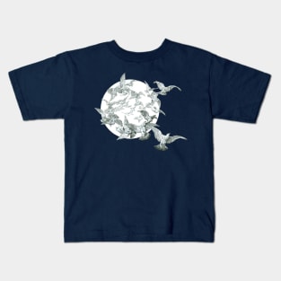 Flock of Birds with Full Moon Kids T-Shirt